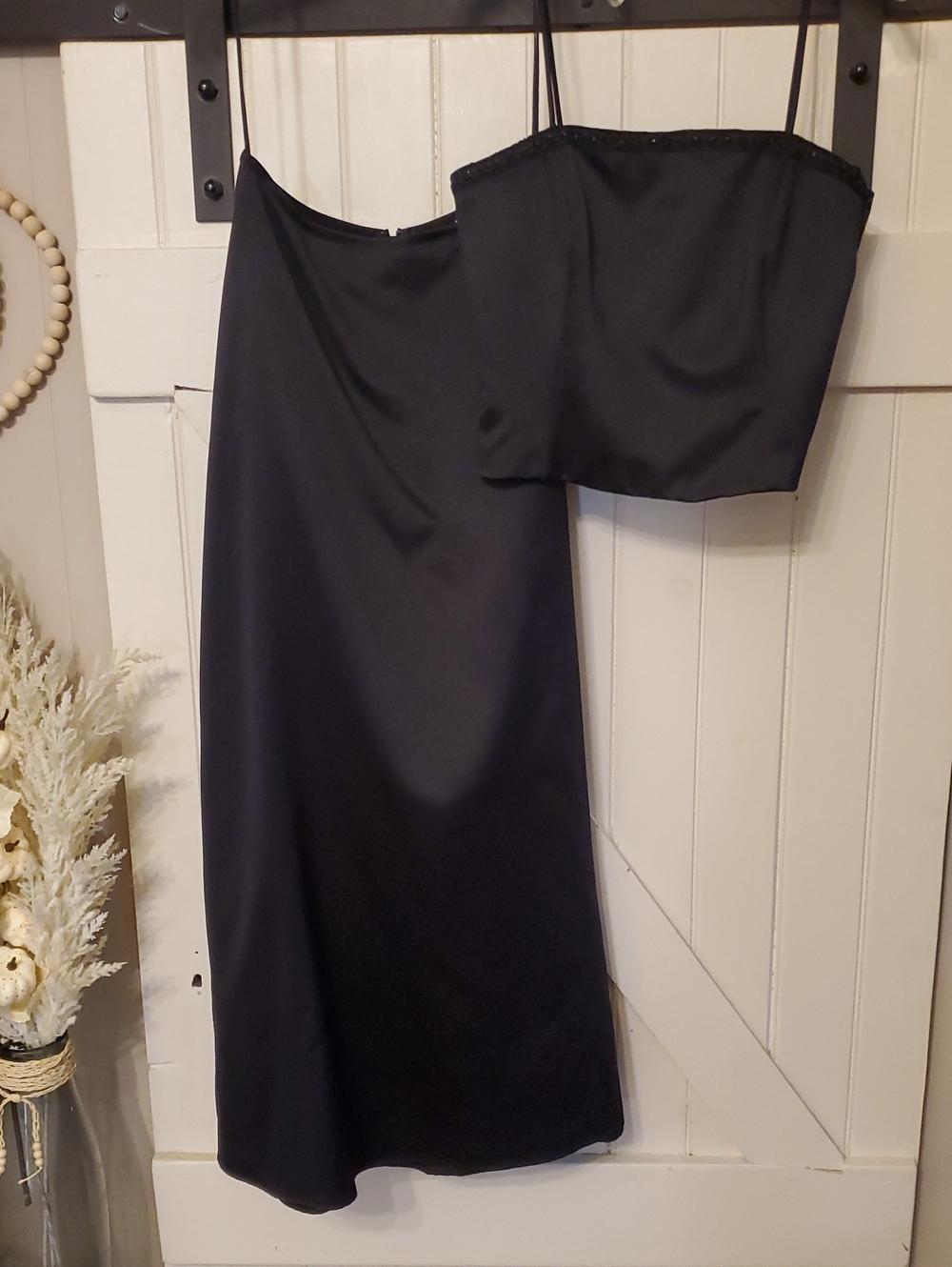 Black Women's Slip Skirt with Matching Crop Top